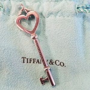 Tiffany and Company open heart large key pendant